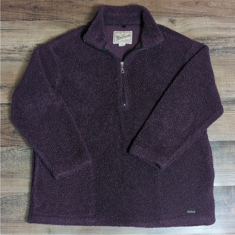 Woolrich Deep Pile 1/4 Zip Fleece Pullover Size Medium in Dark Purple USA Made